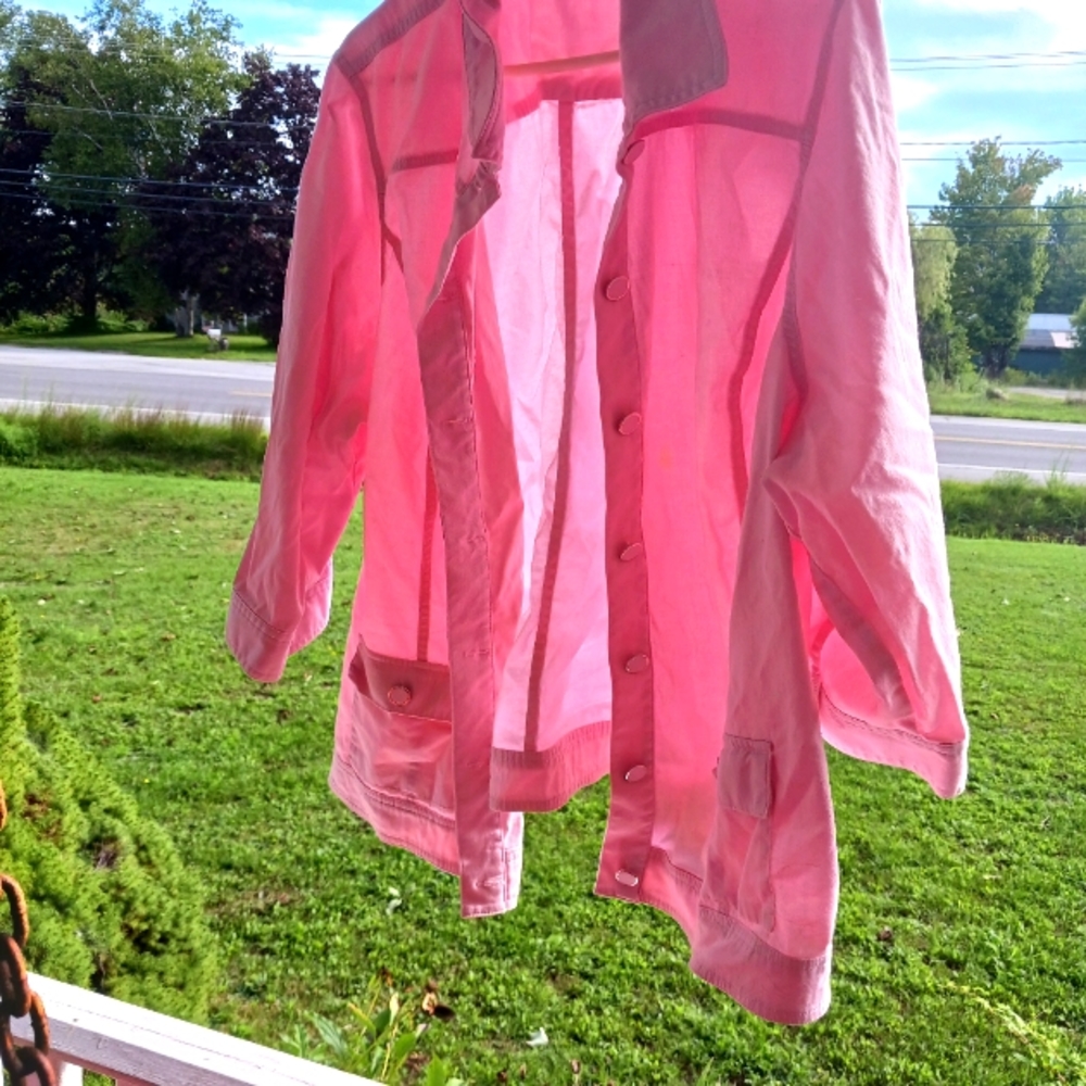 Lightweight 3x pink jean jacket by CJ Banks